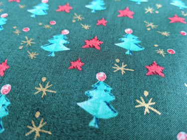 Bottle Green Christmas Trees Cotton Fabric Christmas Fabric, Festive Fabric, Holiday Fabric